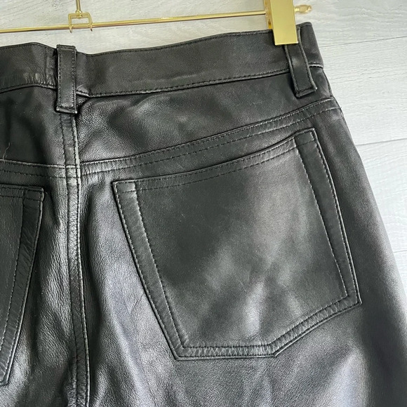 Vintage Genuine Black Soft Lamb Leather Flare Pants Size S - Picture 6 of 9